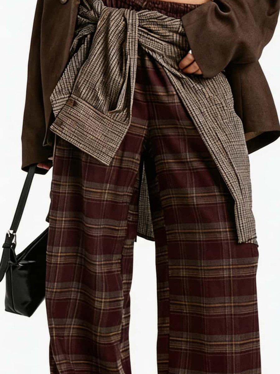 Womens Multi Plaid Relaxed Fit Lounge Pants