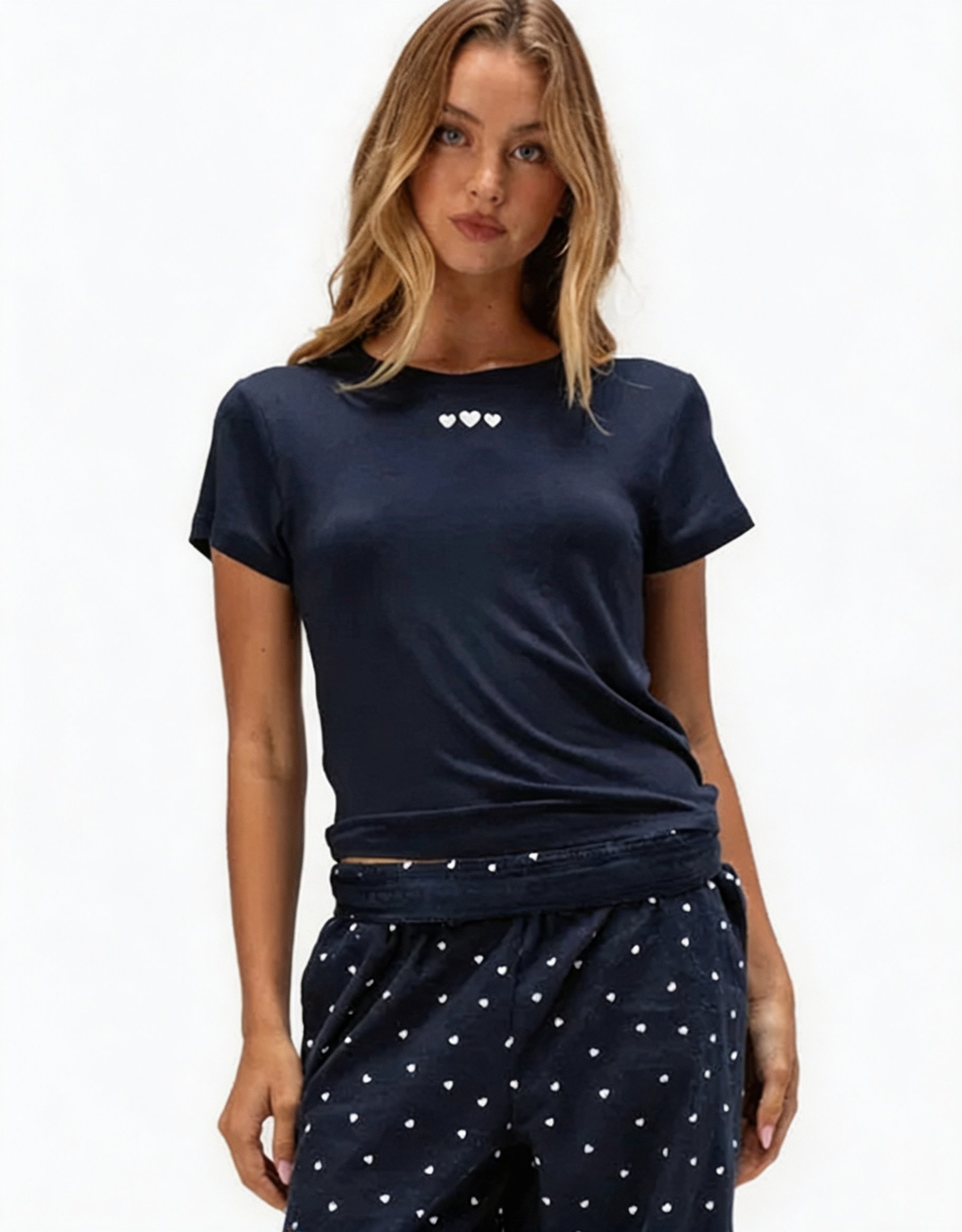 Dark Blue Solid Pyjama Top