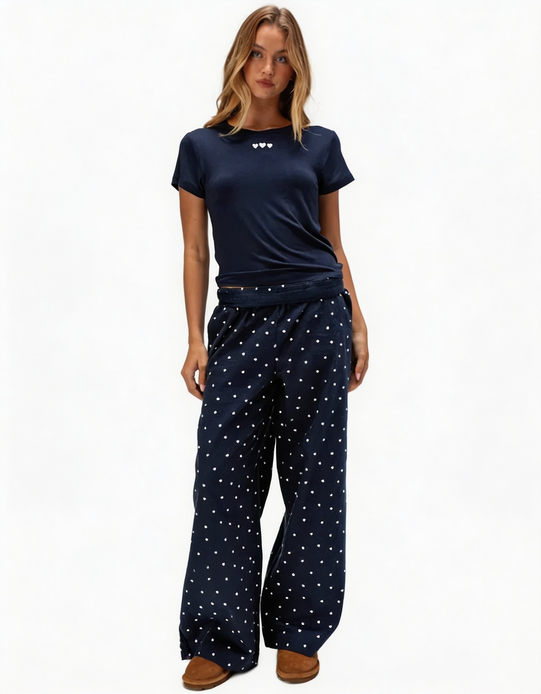 Dark Blue Solid Pyjama Top