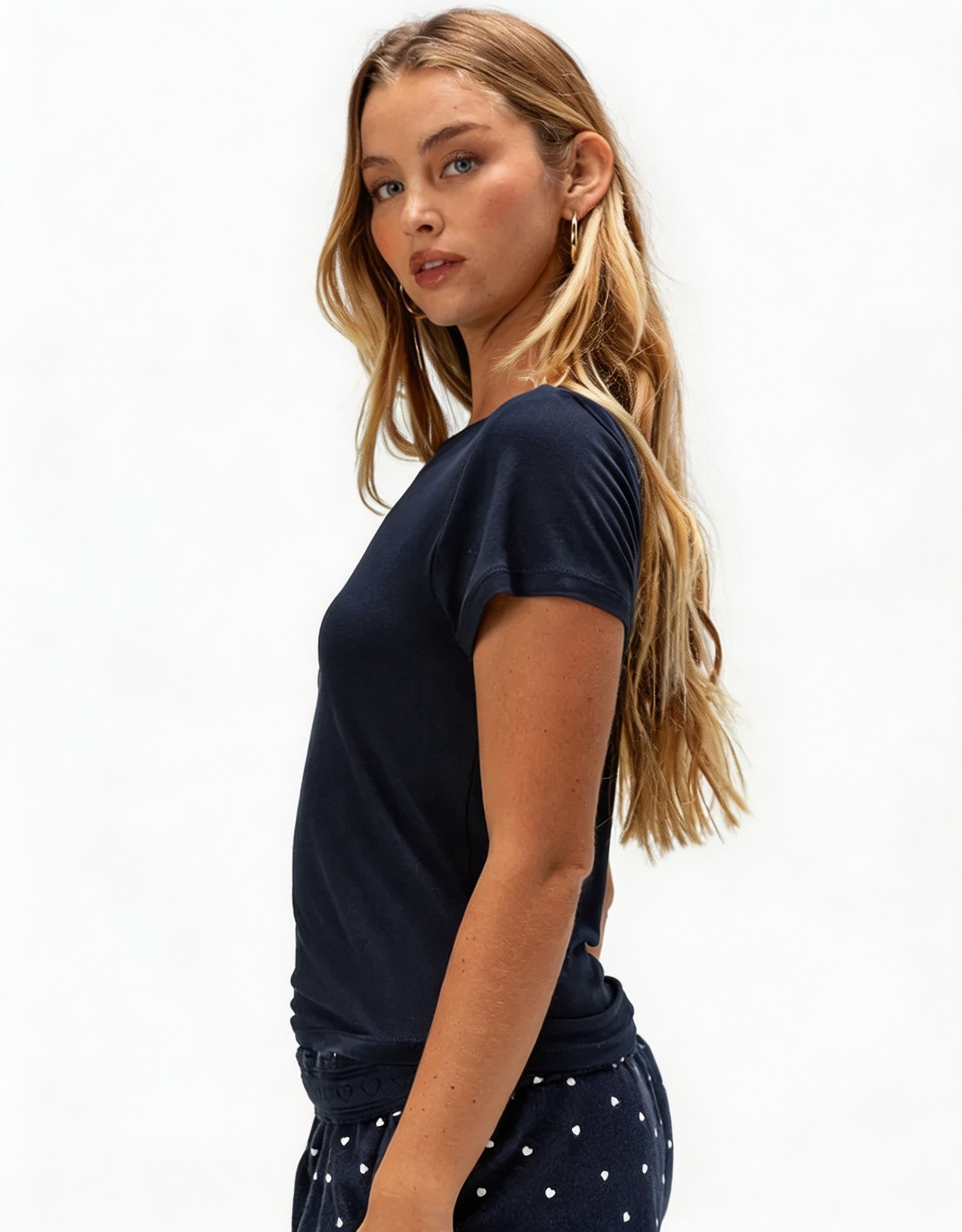 Dark Blue Solid Pyjama Top