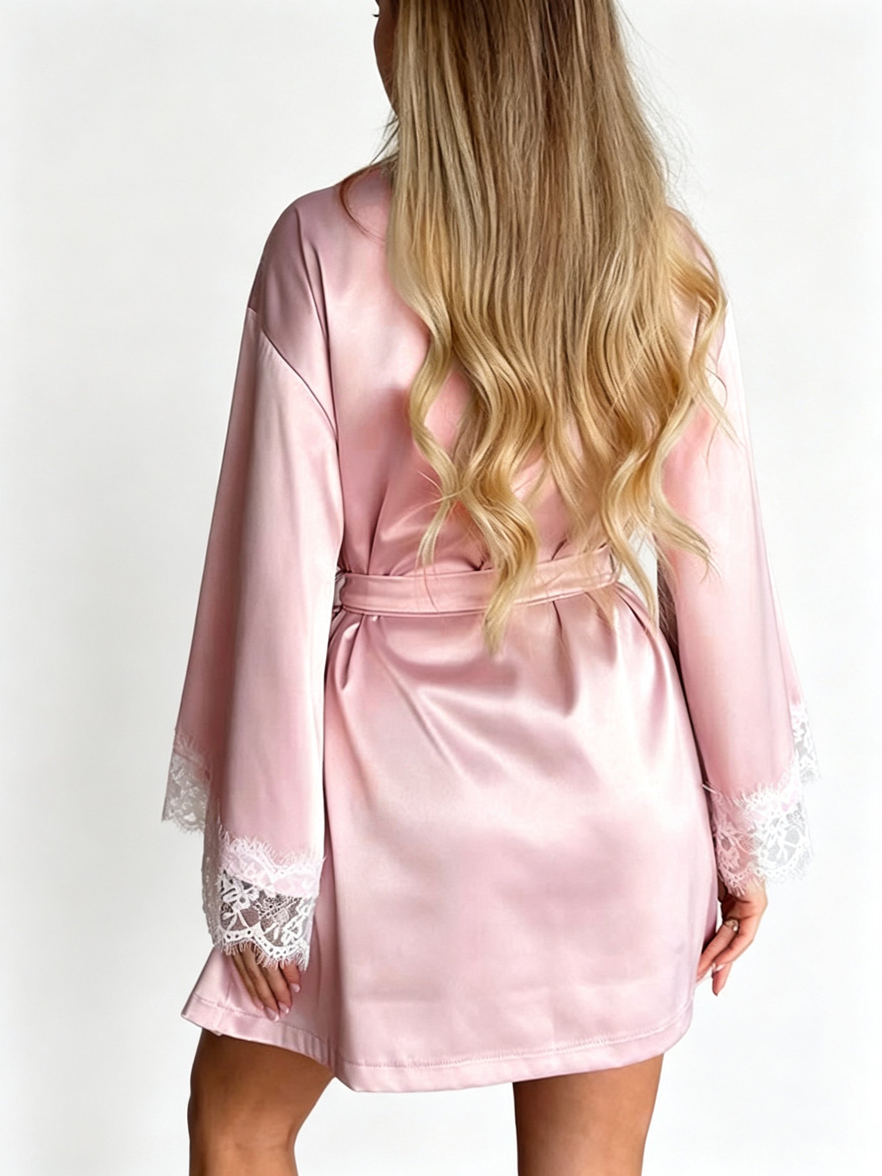 Luxury Satin Lace-Trim Robe - Multi-Color Women's Nightwear