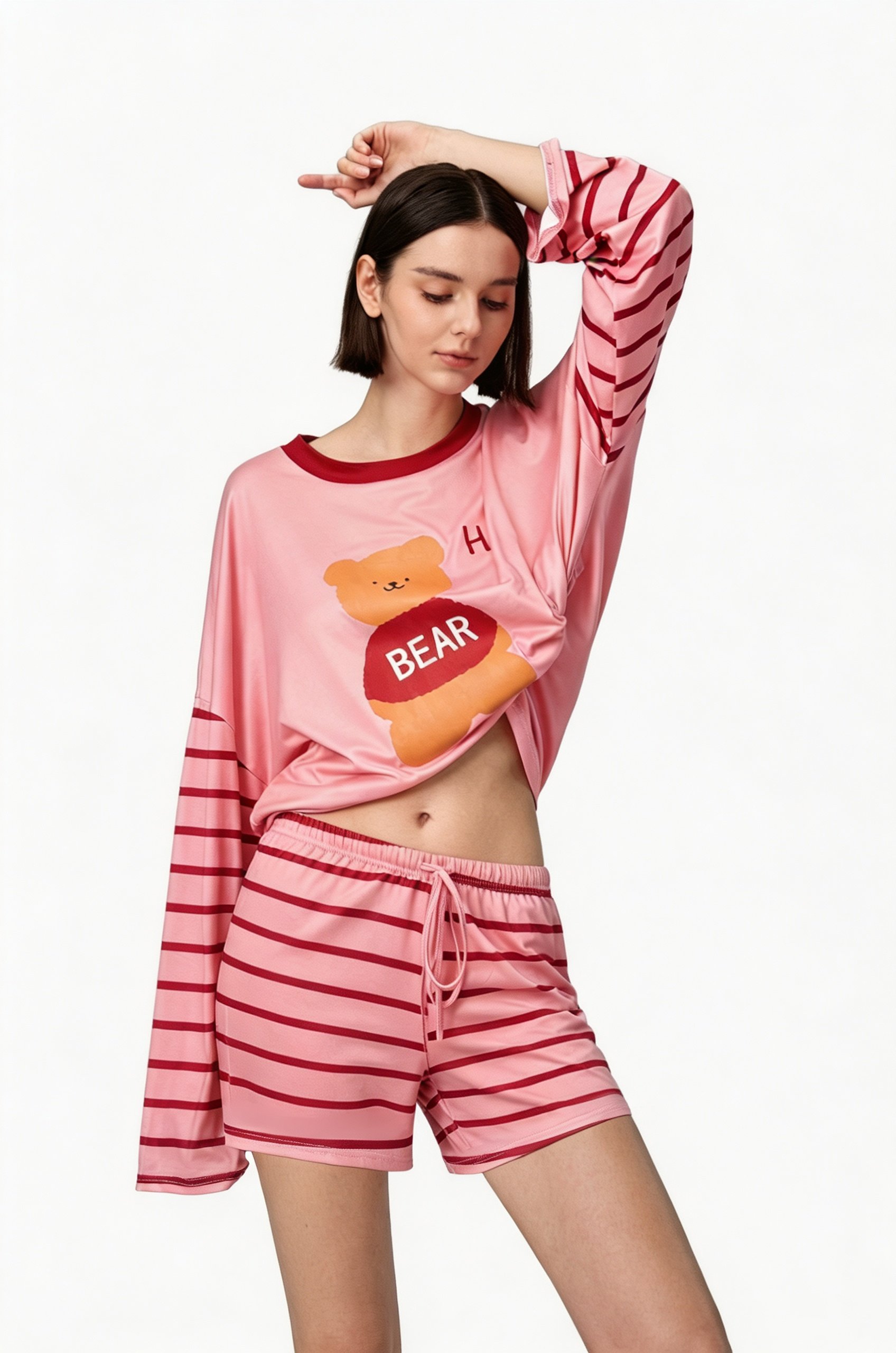 Multi Solid T-Shirt and Straight Pyjama Set
