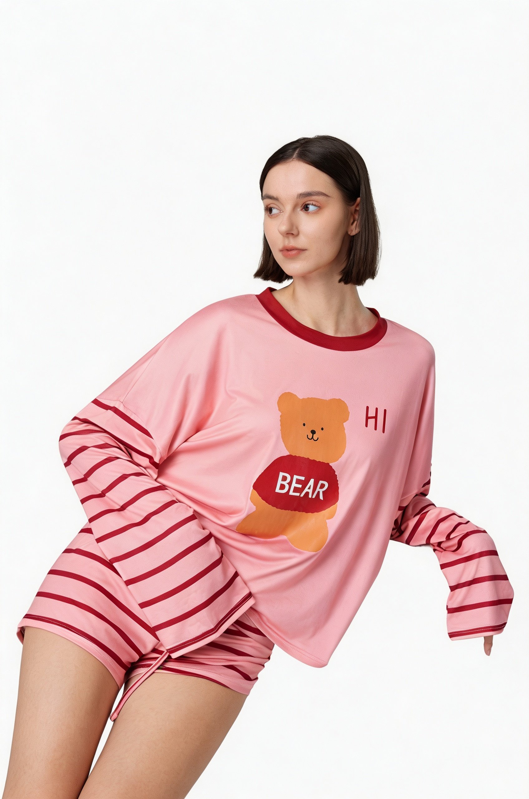 Multi Solid T-Shirt and Straight Pyjama Set