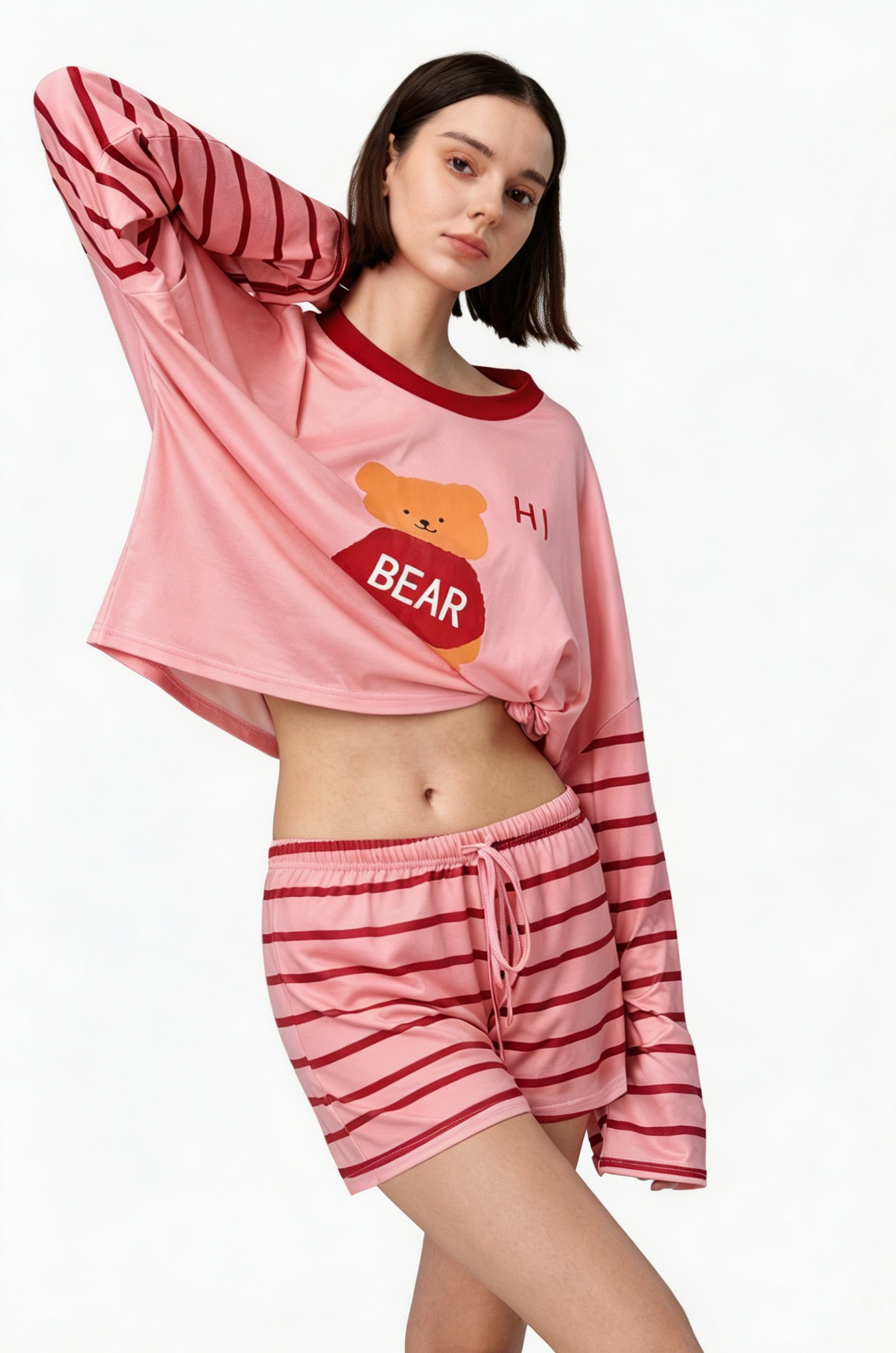 Multi Solid T-Shirt and Straight Pyjama Set