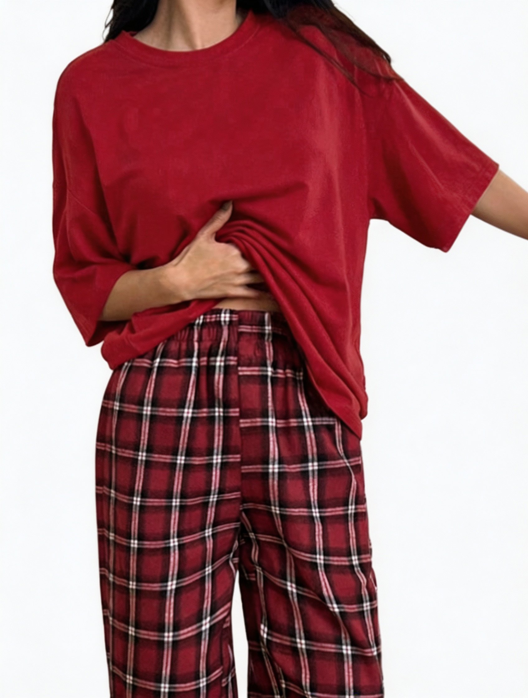 Multi Solid T-Shirt and Straight Pyjama Set