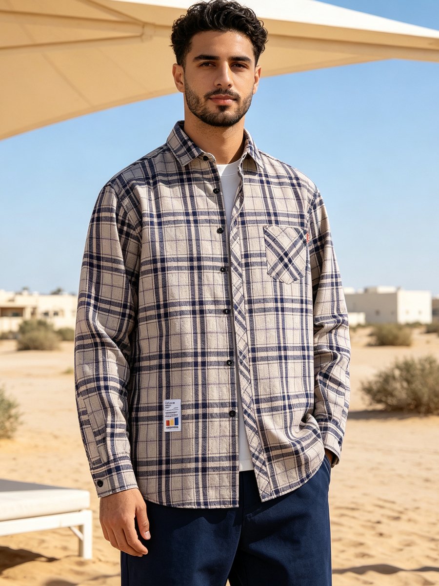 Grey Checked Regular Shirt