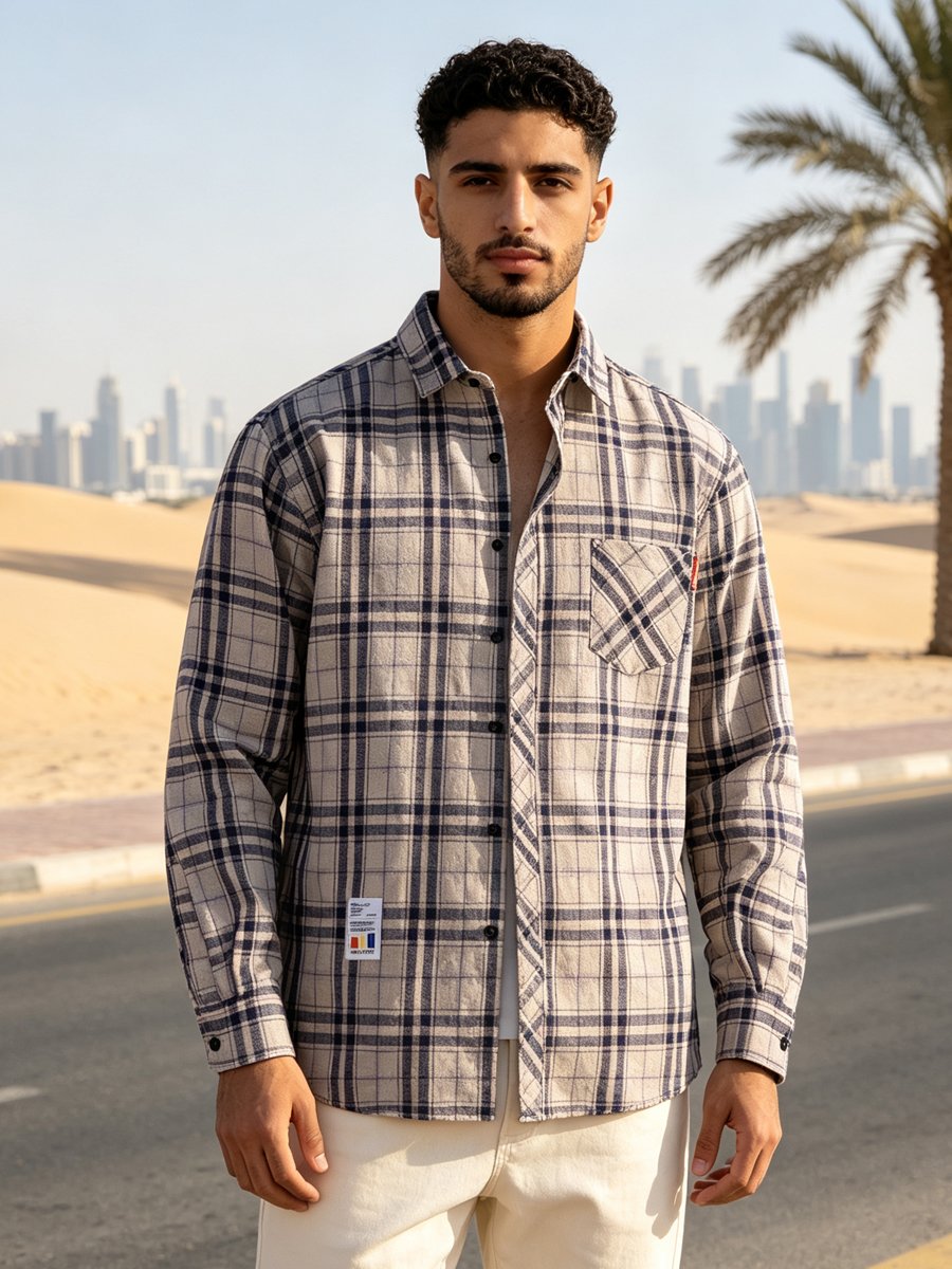 Grey Checked Regular Shirt