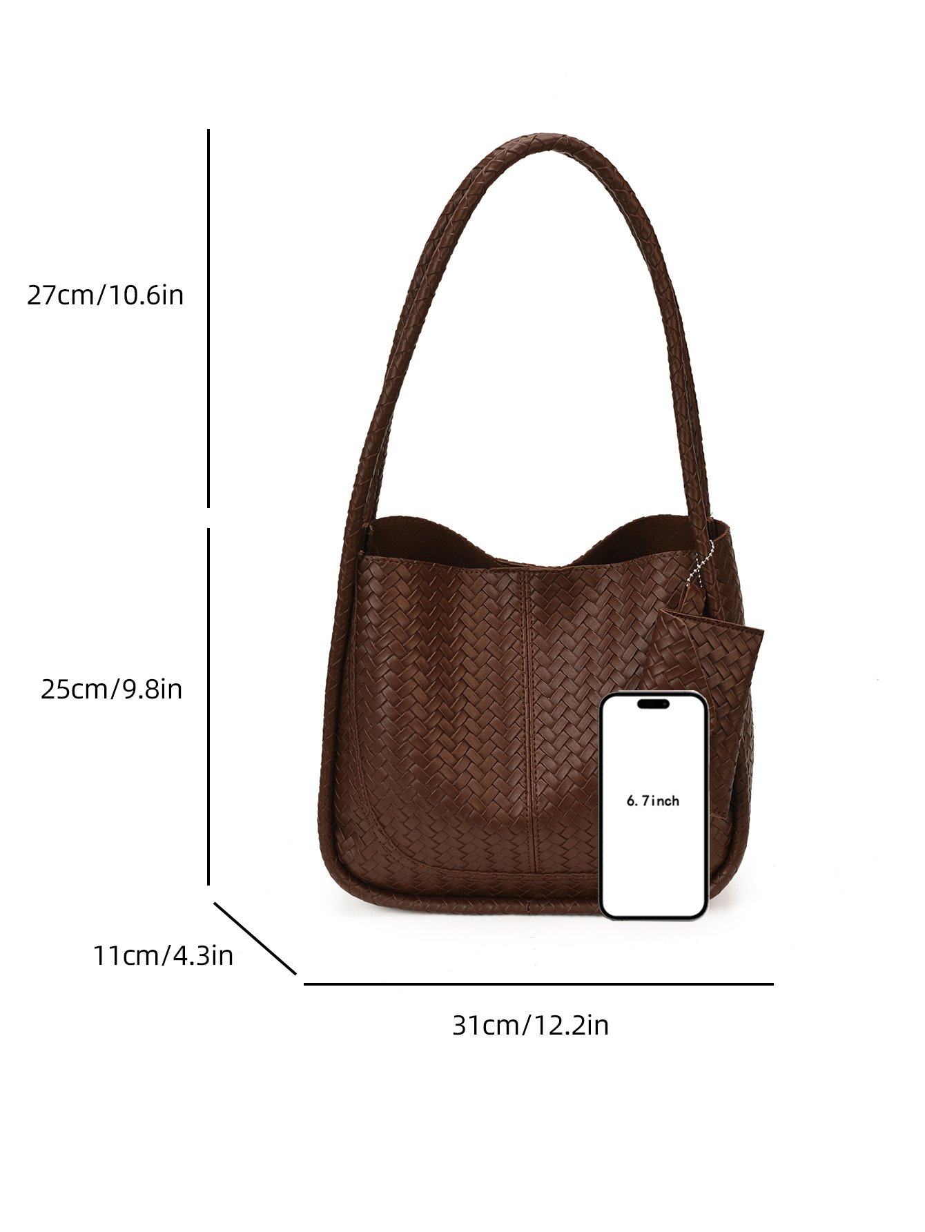 Brown Texture Shoulder Bag 