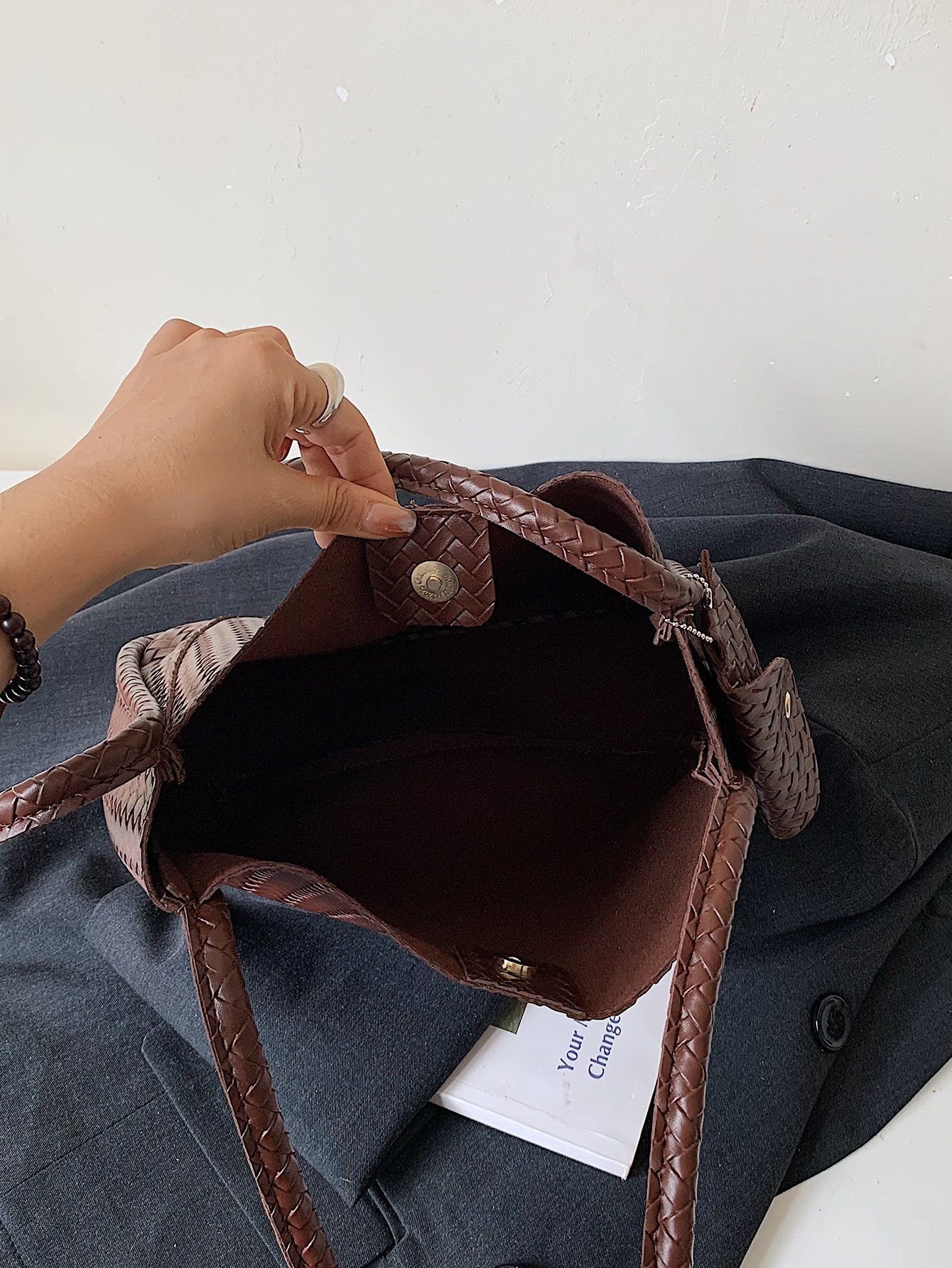 Brown Texture Shoulder Bag 