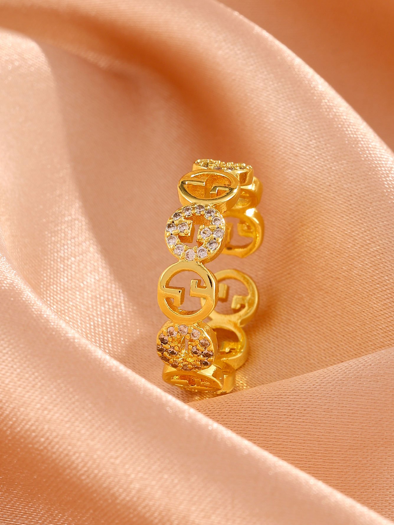 1pc Womens Gold Zircon Ring