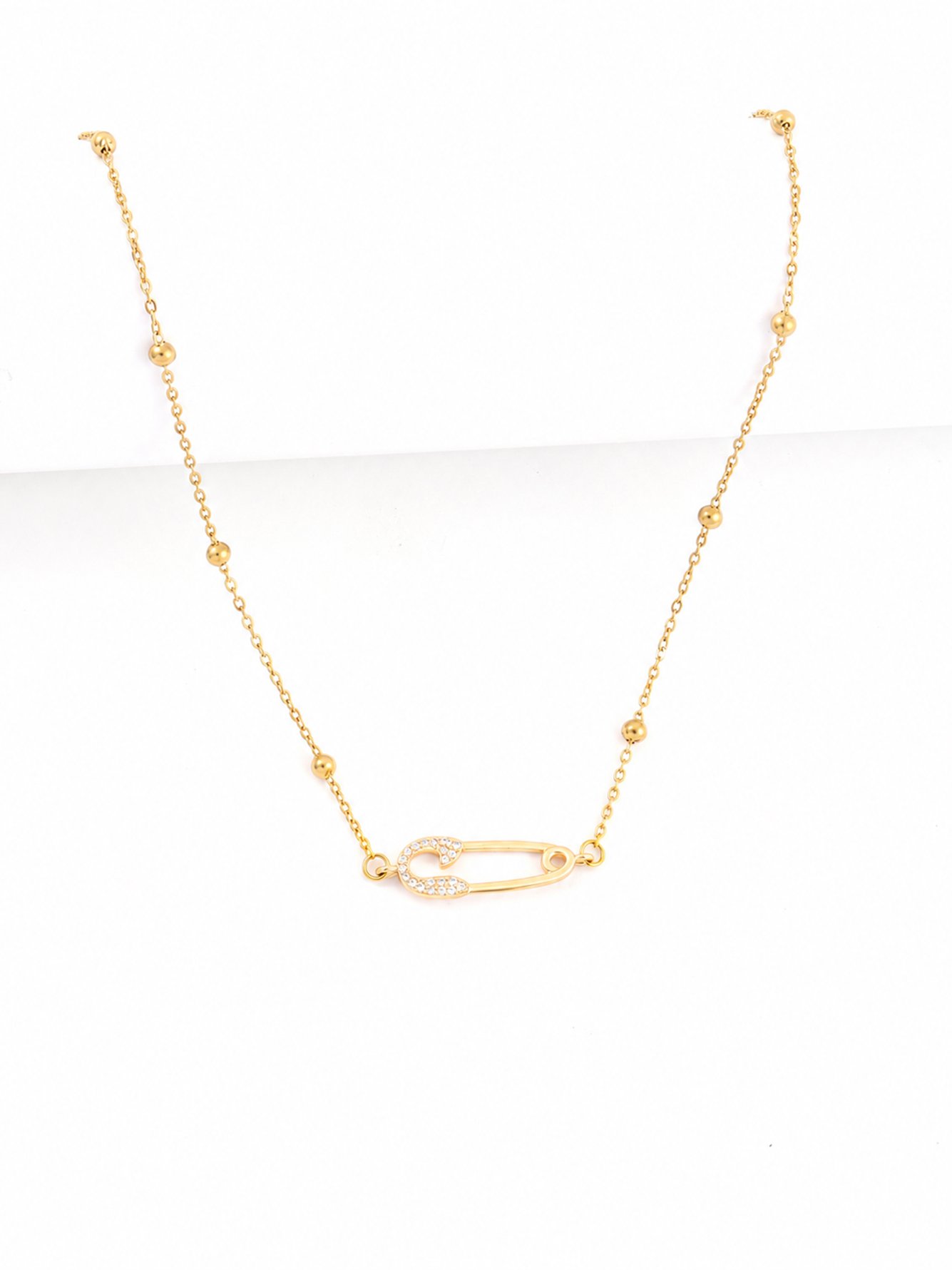 1Pcs Pin Pendant Stainless Steel New Fashion Golden Chain Necklaces For Women