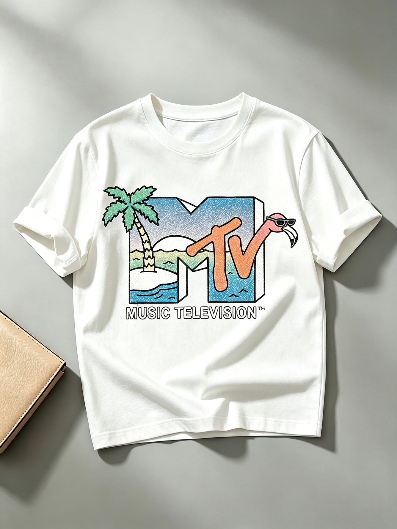 White Printed Round Neck Regular T-Shirt
