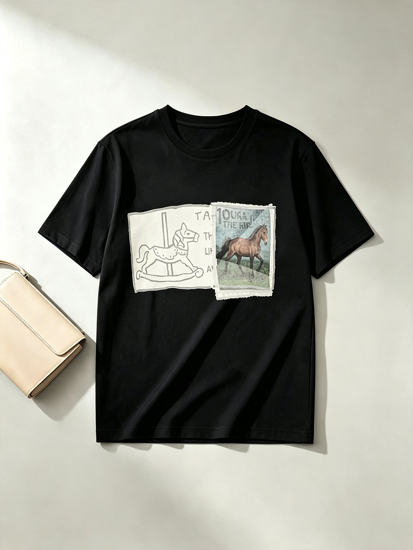 Black Printed Round Neck Regular T-Shirt