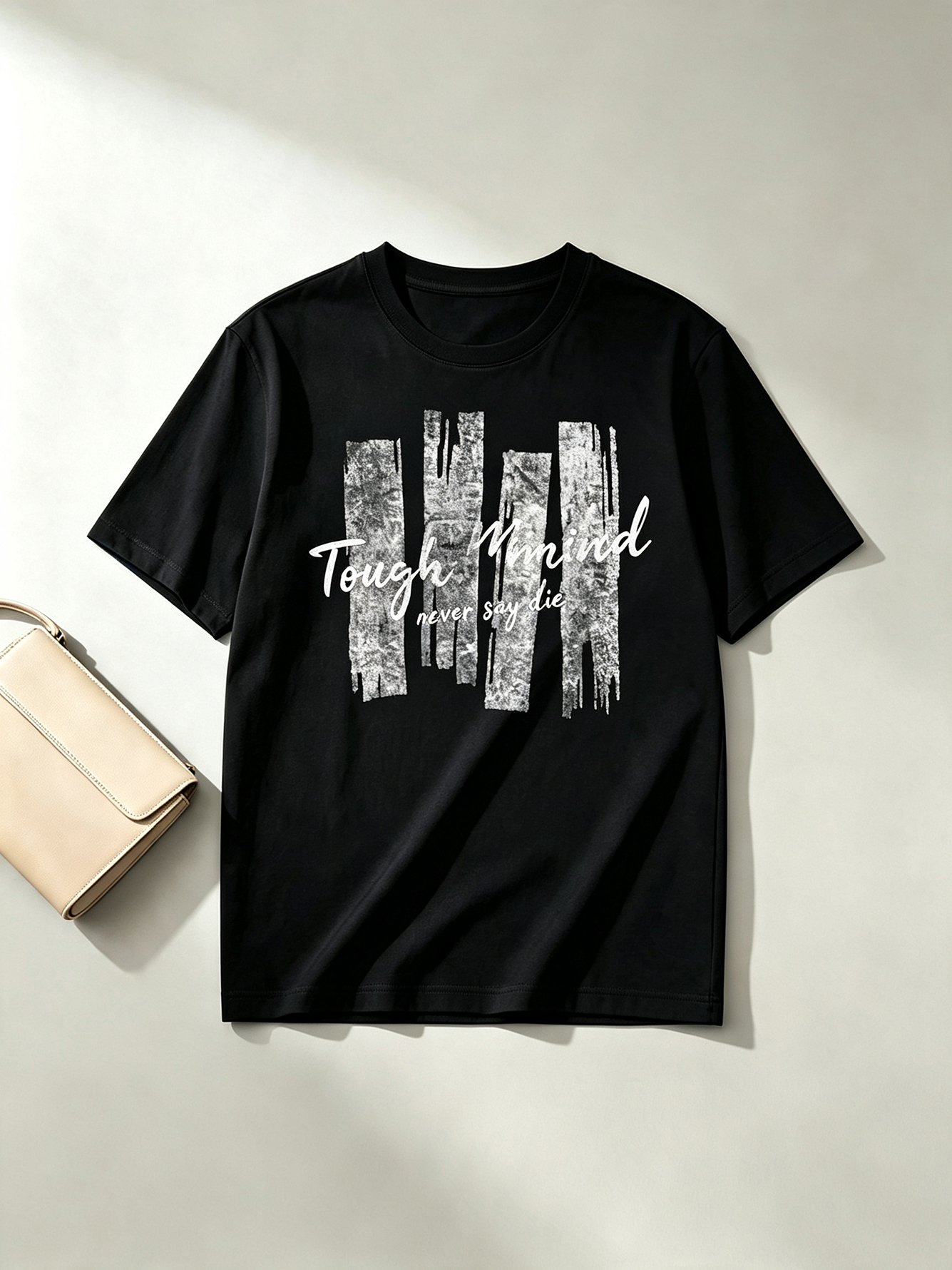 Black Printed Round Neck Regular T-Shirt