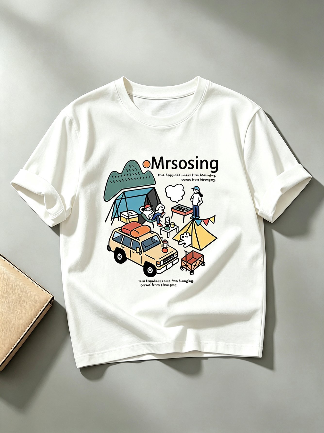 White Printed Round Neck Regular T-Shirt