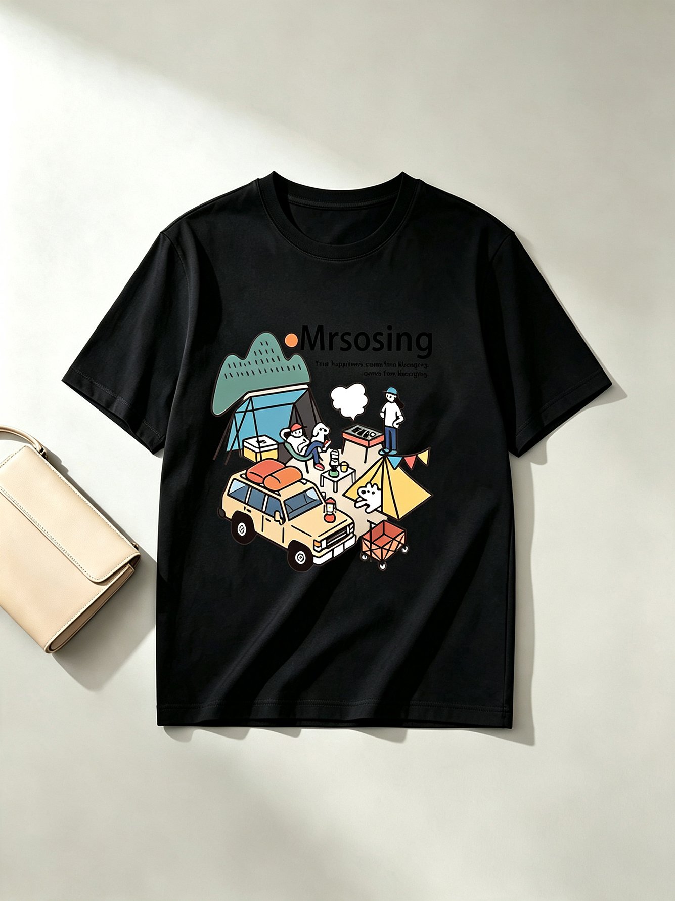Black Printed Round Neck Regular T-Shirt