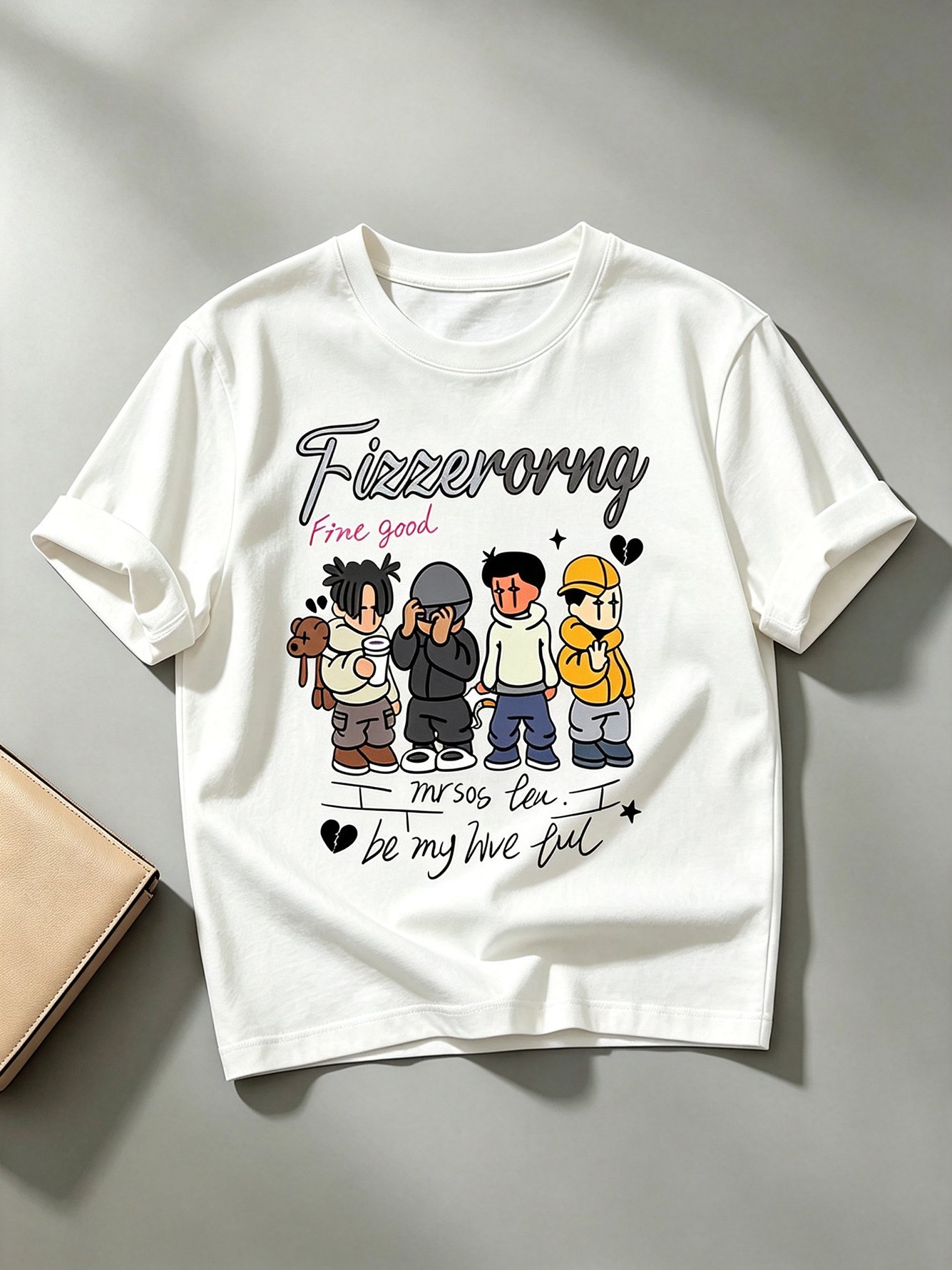 White Printed Round Neck Regular T-Shirt