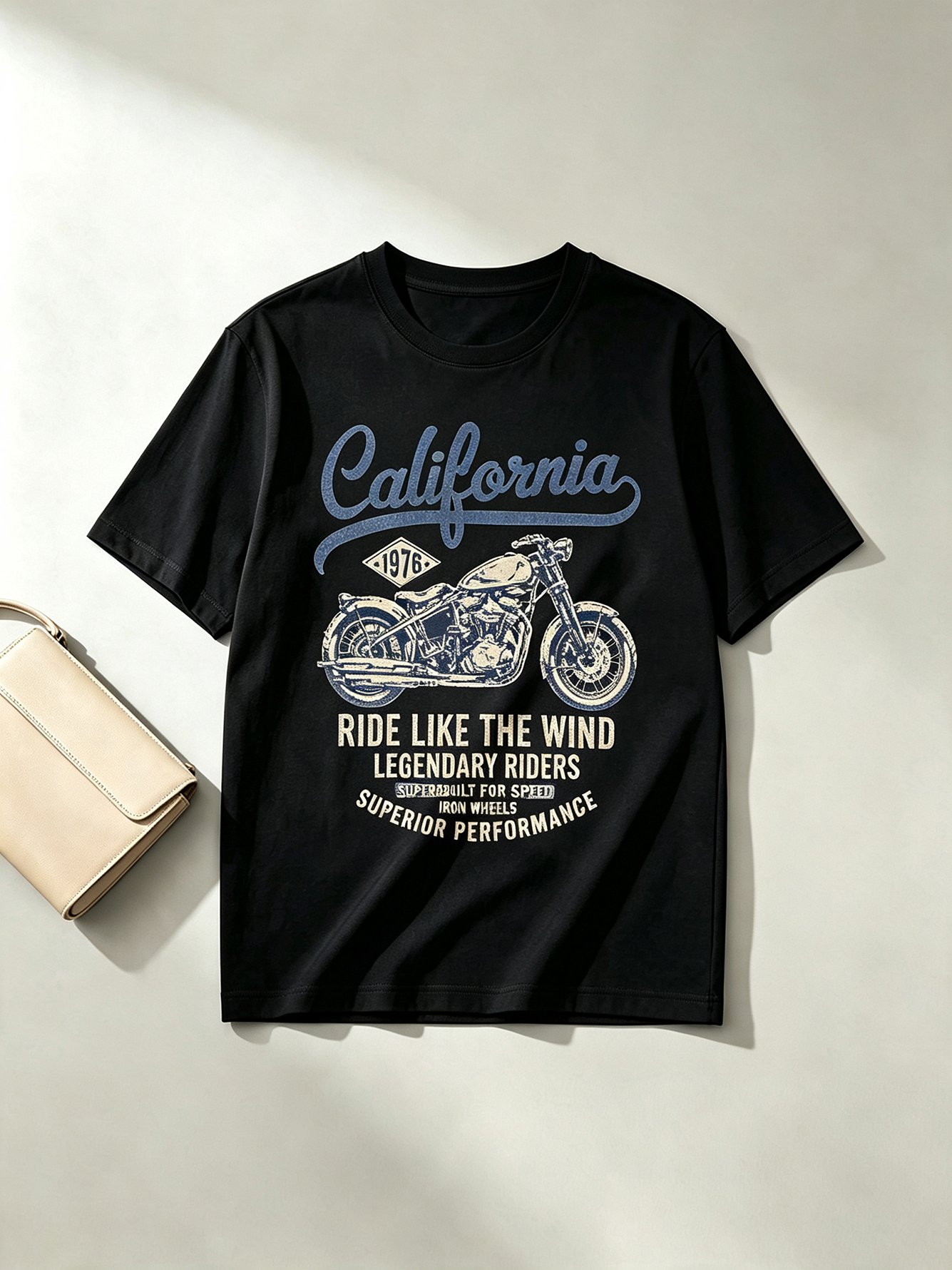 Black Printed Round Neck Regular T-Shirt
