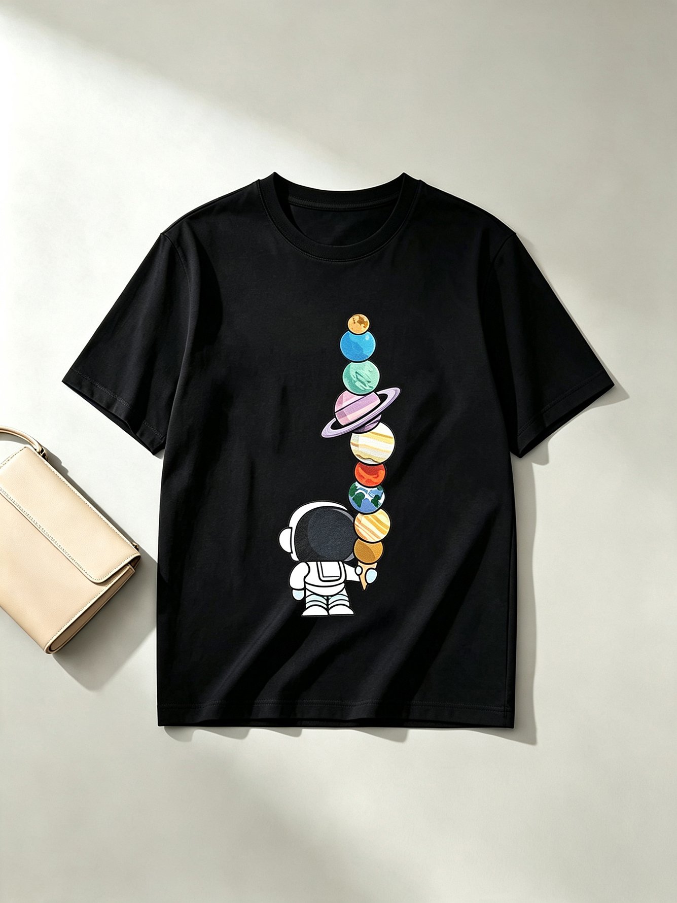 Black Printed Round Neck Regular T-Shirt