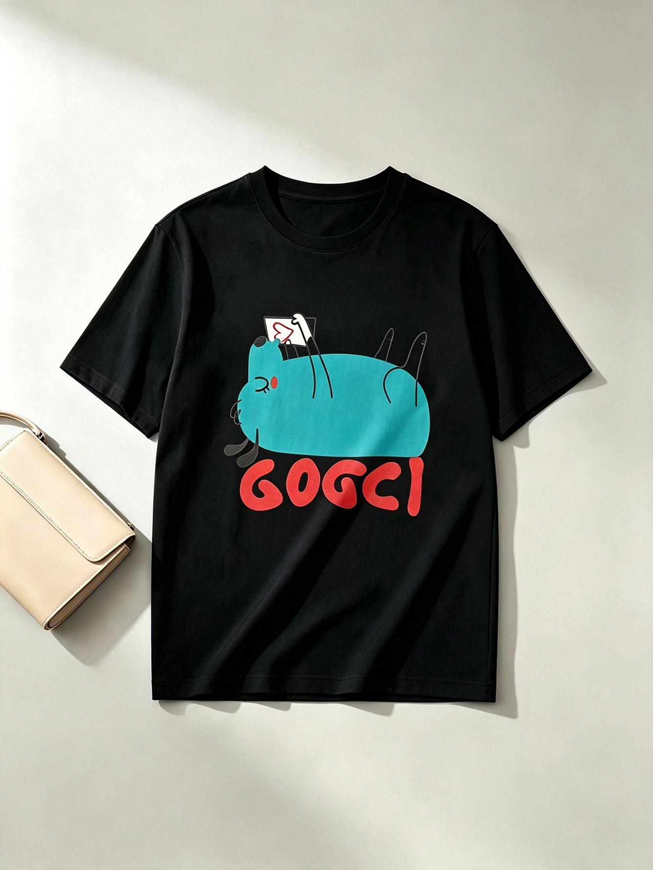 Black Printed Round Neck Regular T-Shirt
