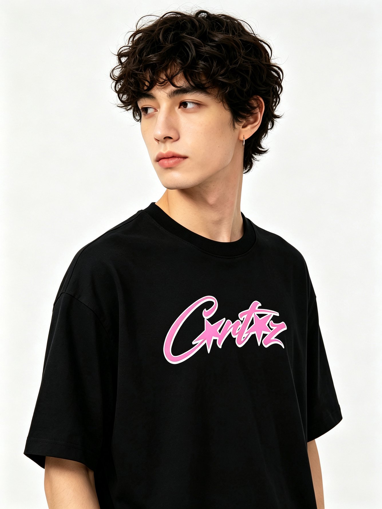Black Printed Round Neck Regular T-Shirt