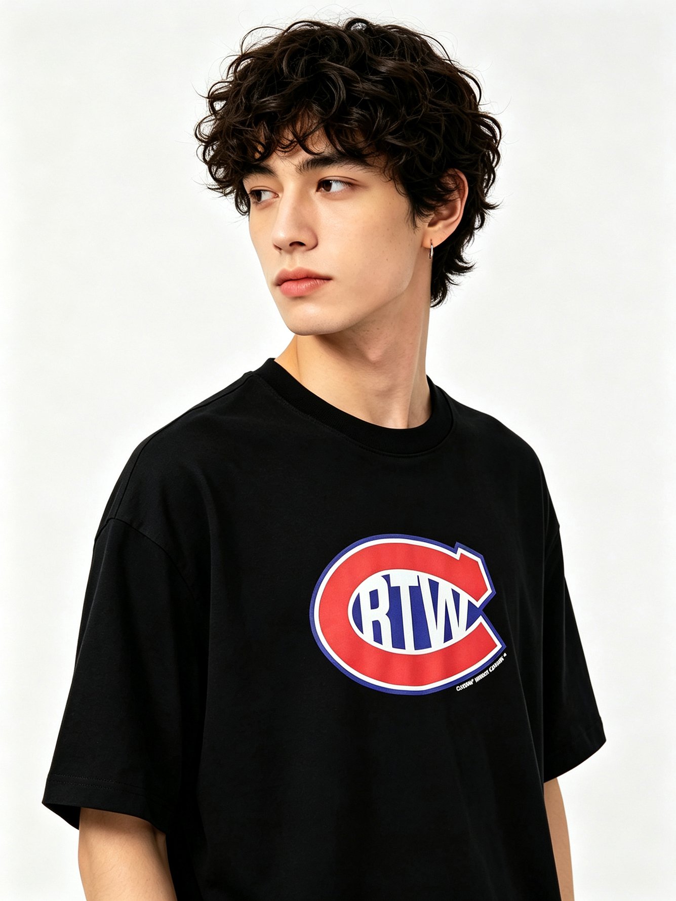 Black Printed Round Neck Regular T-Shirt