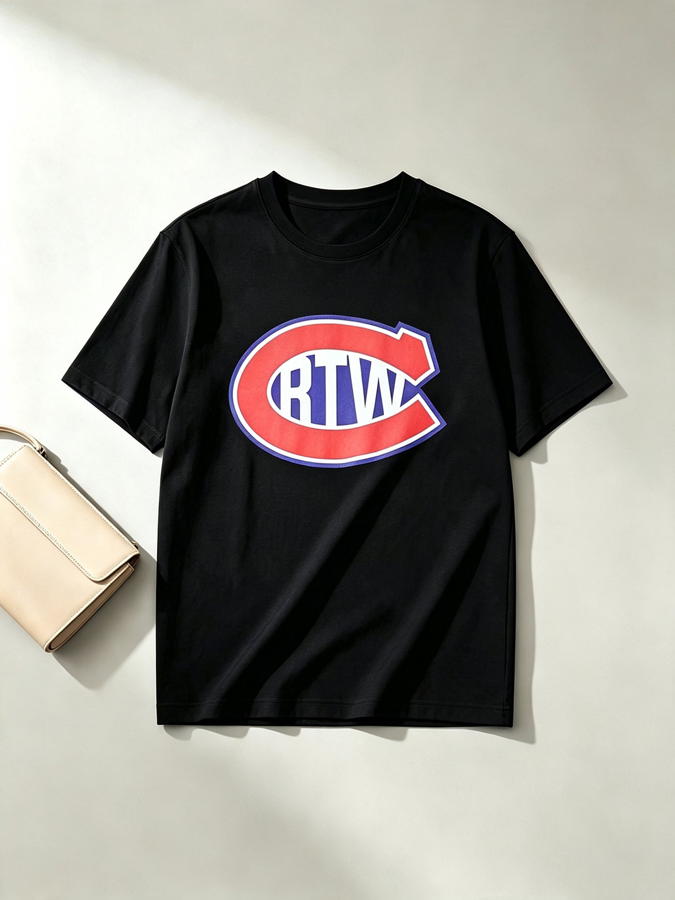 Black Printed Round Neck Regular T-Shirt