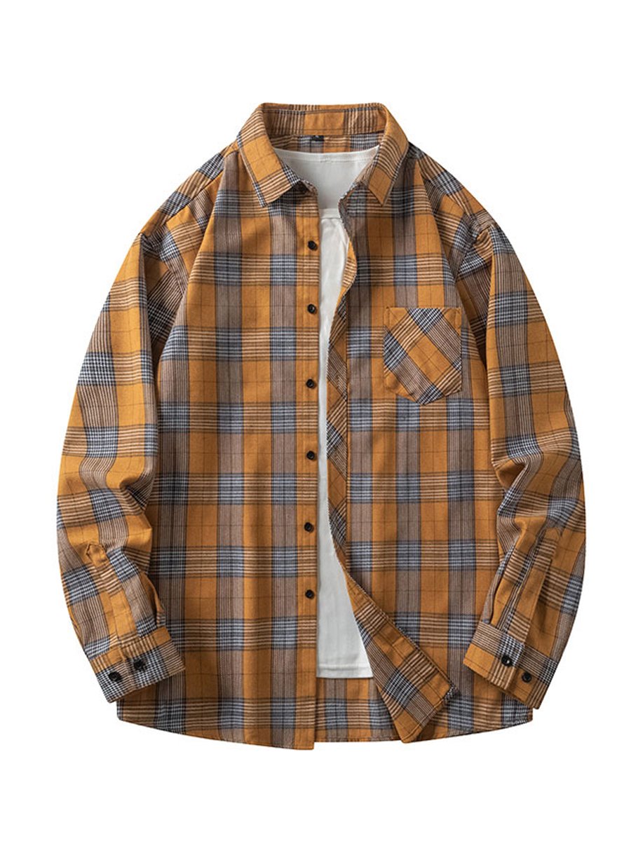 Orange Checked Regular Shirt