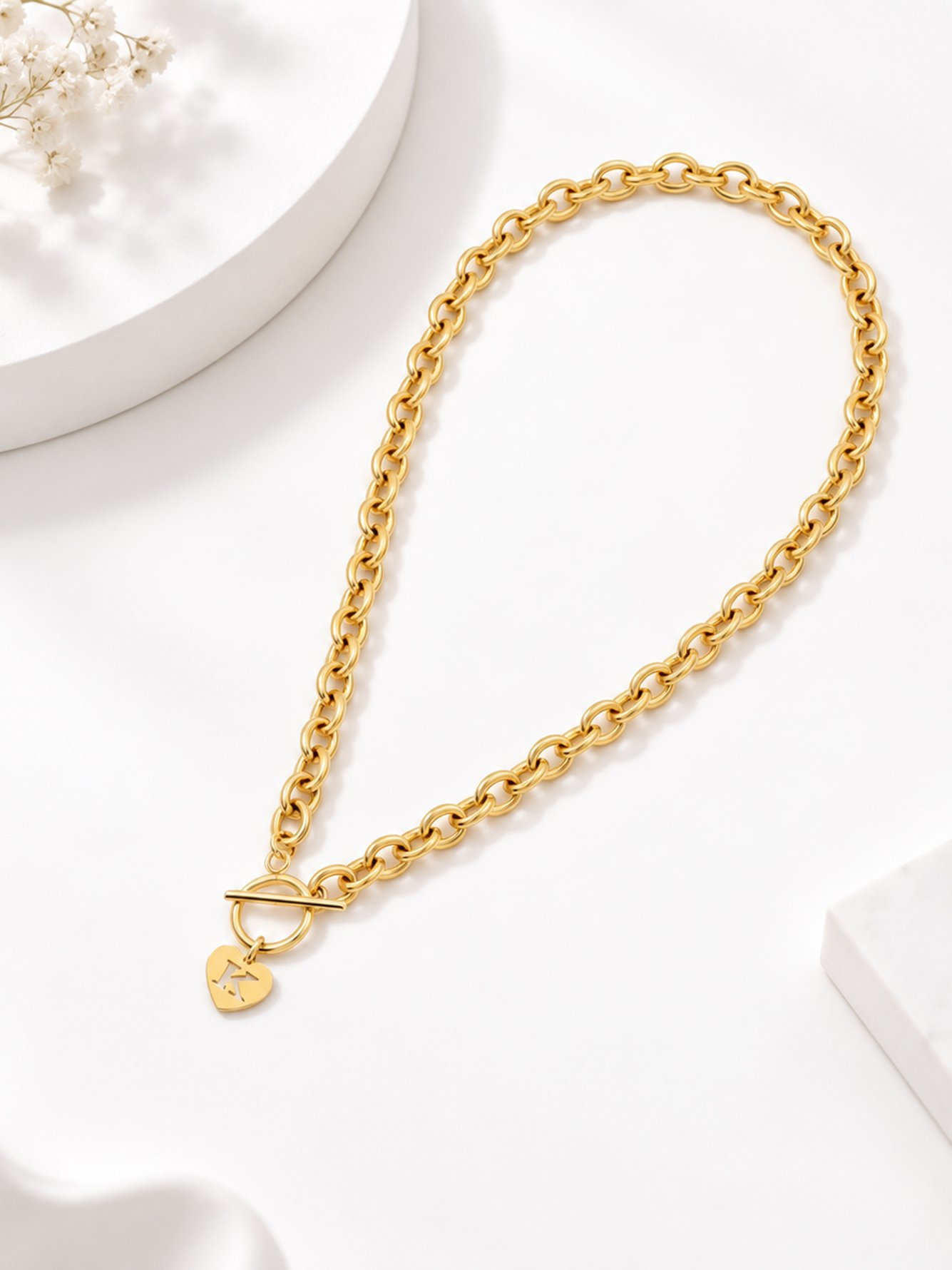 Gold Solid Pendant Necklace