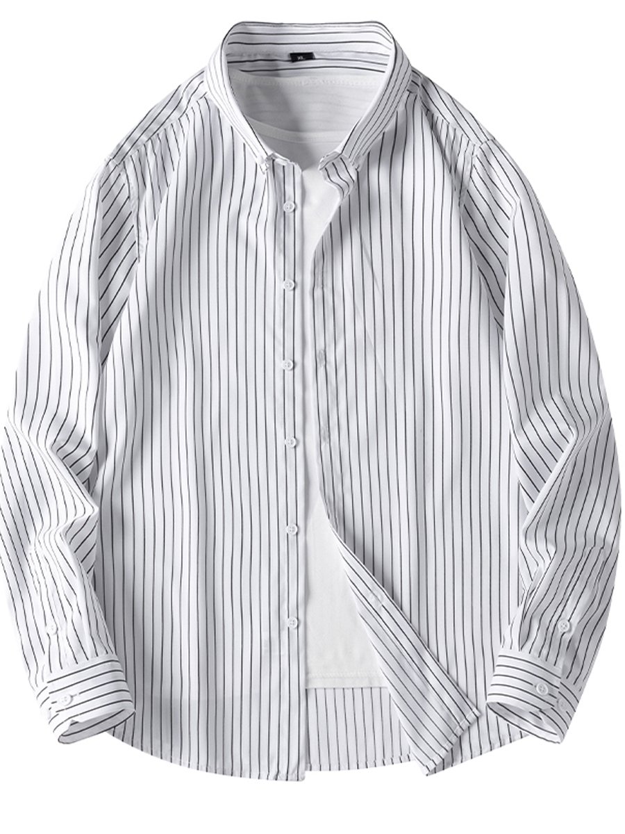 White Striped Long Sleeves Regular Shirt