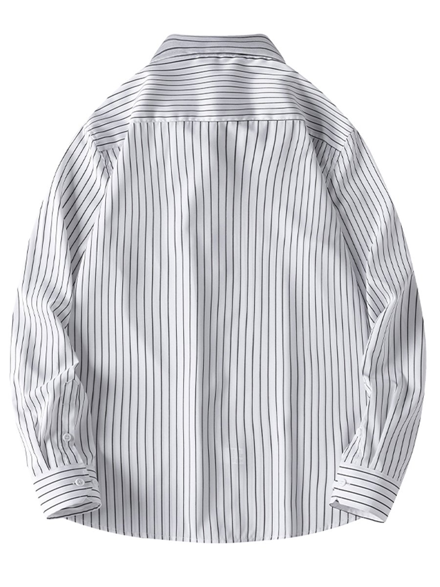 White Striped Long Sleeves Regular Shirt