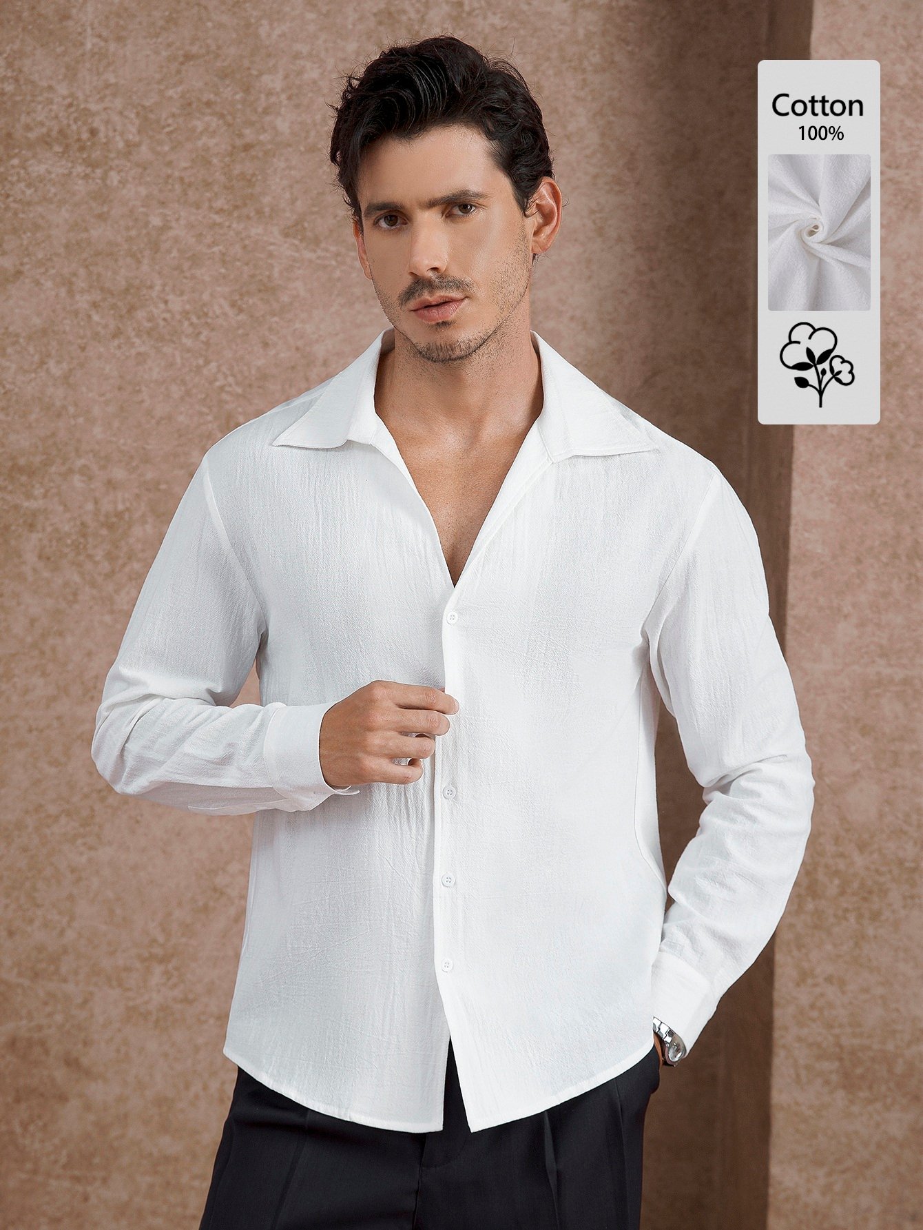 White Texture Regular Shirt