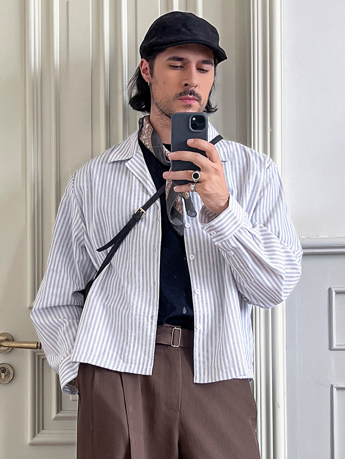 White Striped Long Sleeves Regular Shirt
