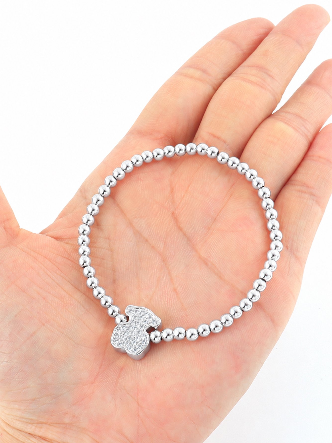 1Pcs New Classic Silver Bear Beaded Bracelets For Women