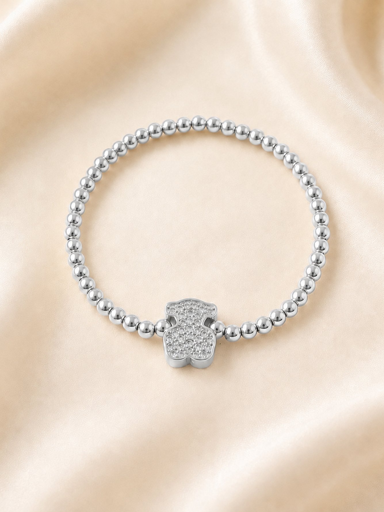 1Pcs New Classic Silver Bear Beaded Bracelets For Women