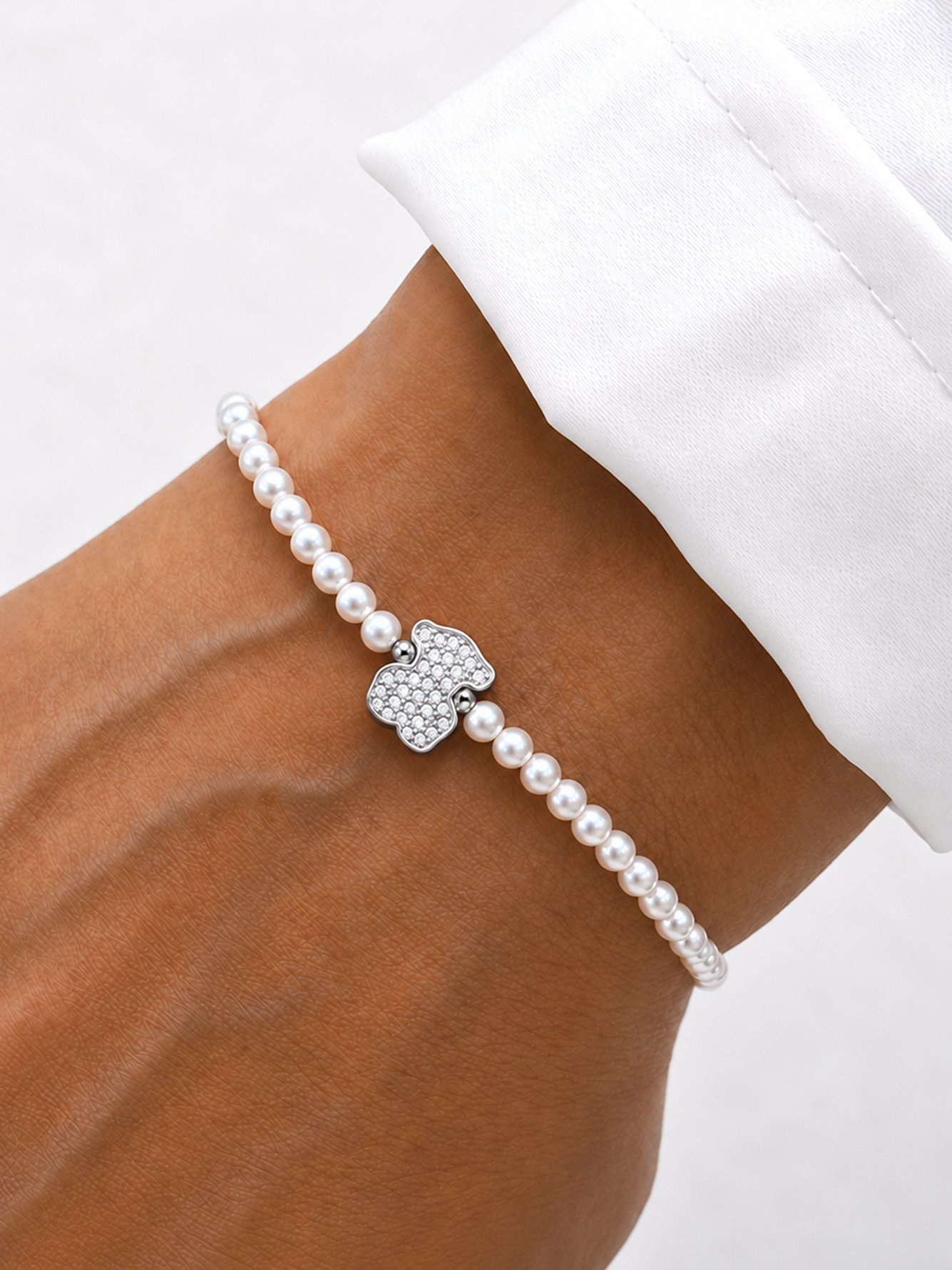 1Pcs New Classic Silver Bear Beaded Bracelets For Women