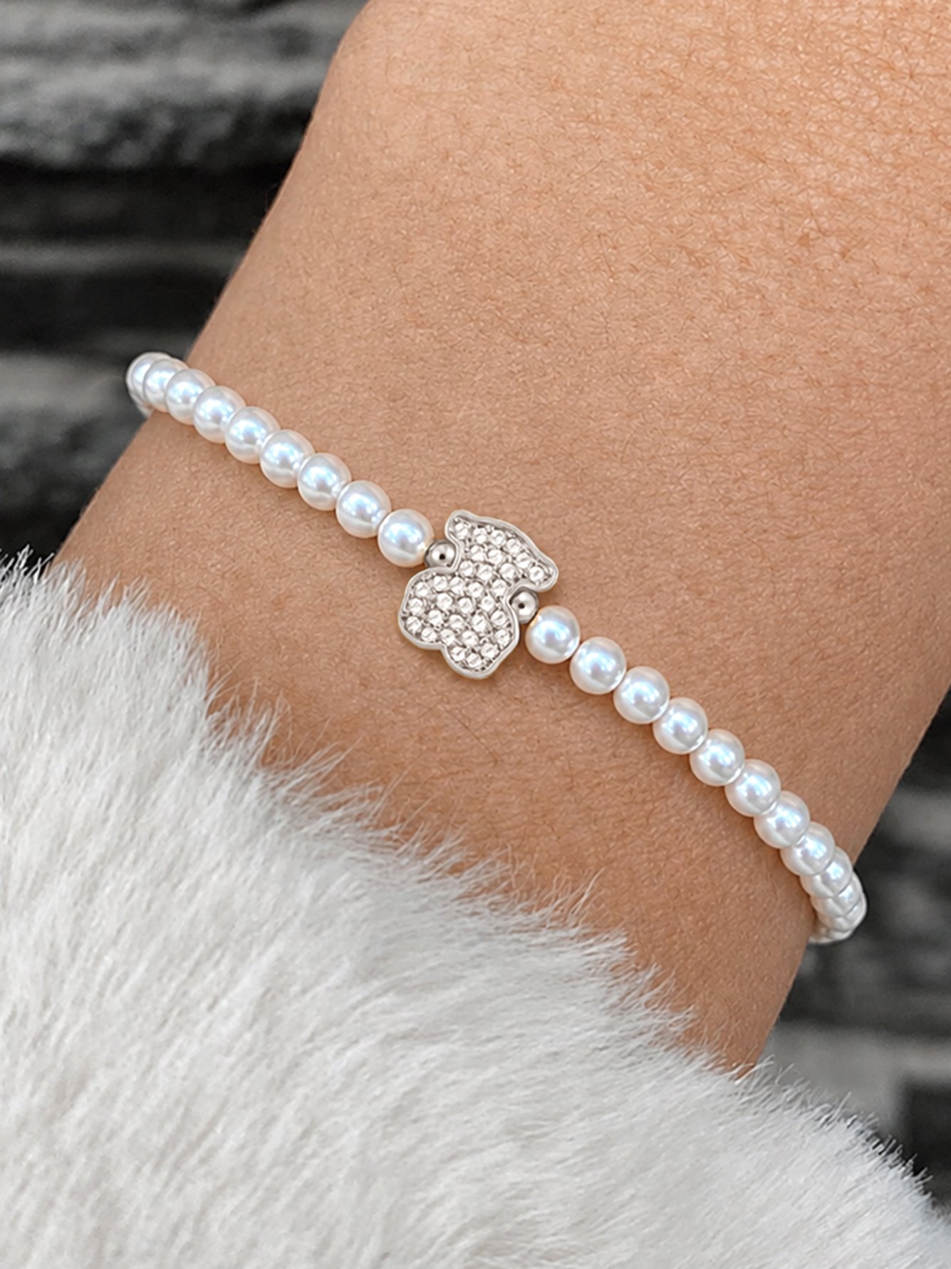 1Pcs New Classic Silver Bear Beaded Bracelets For Women