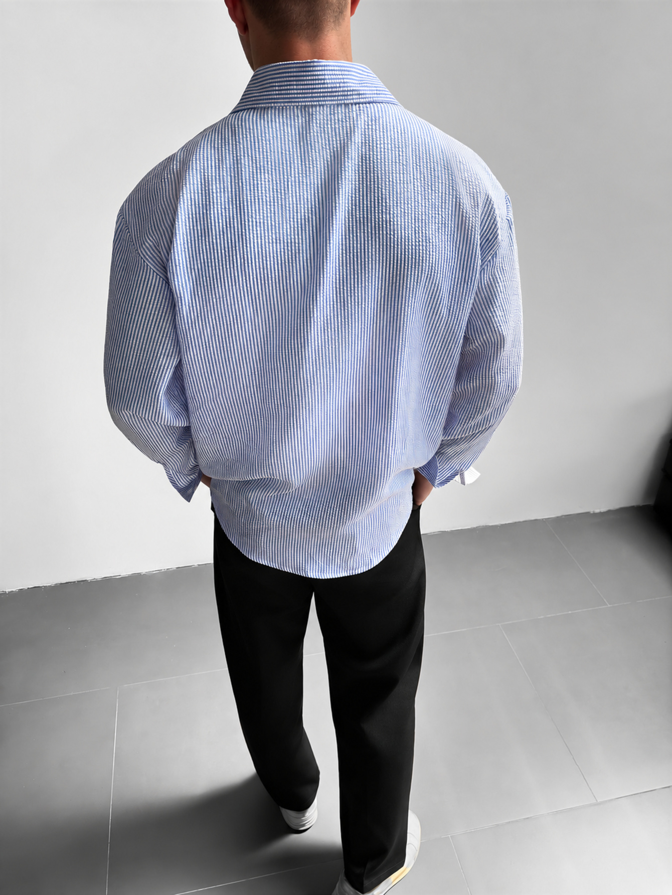 Blue Striped Long Sleeves Regular Shirt