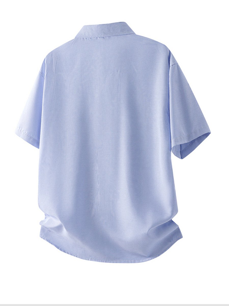 Light Blue Solid Short Sleeves Relaxed Shirt