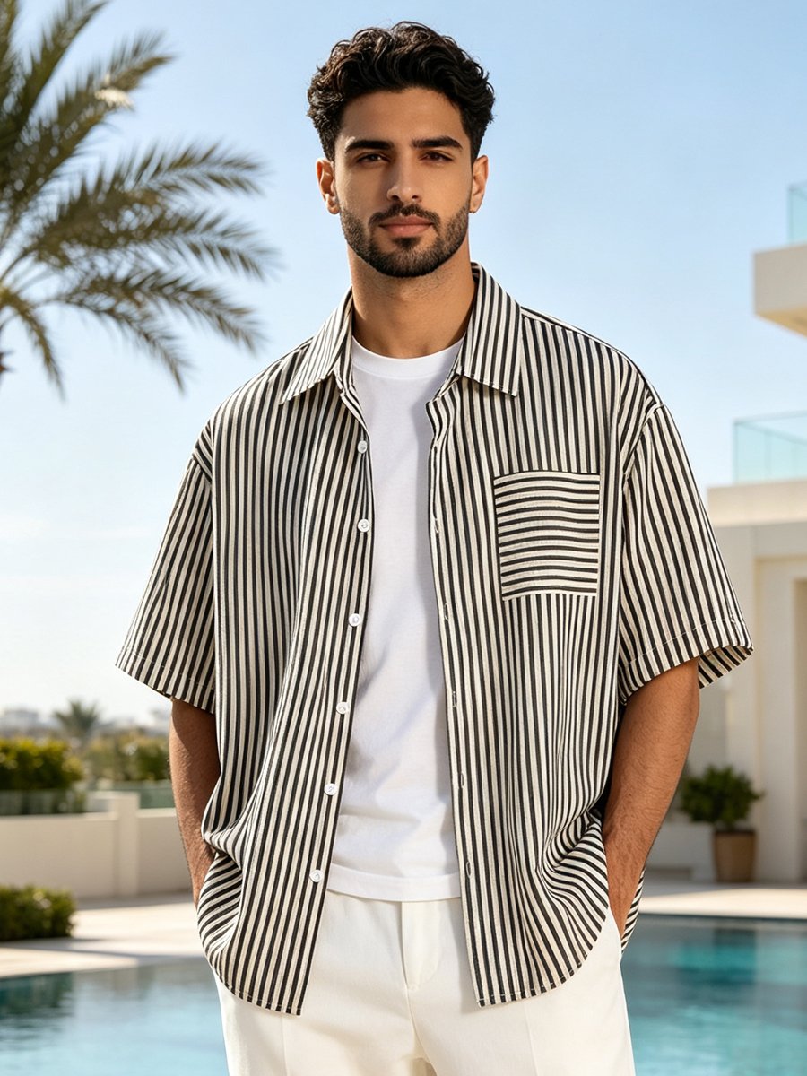Black Striped Oversized Shirt