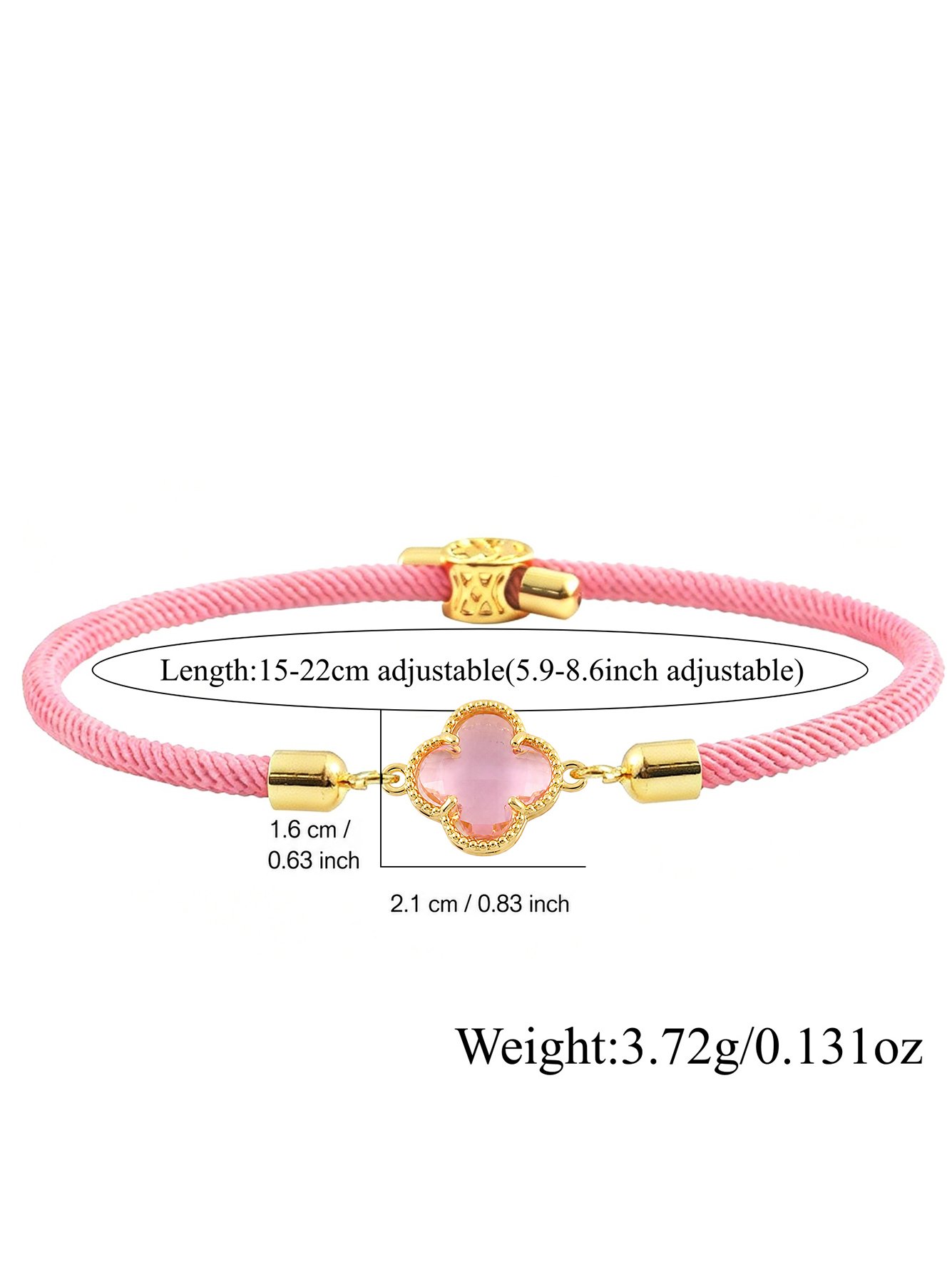 Pink Clover Gold Plated Adjustable Bracelet for Women - Casual