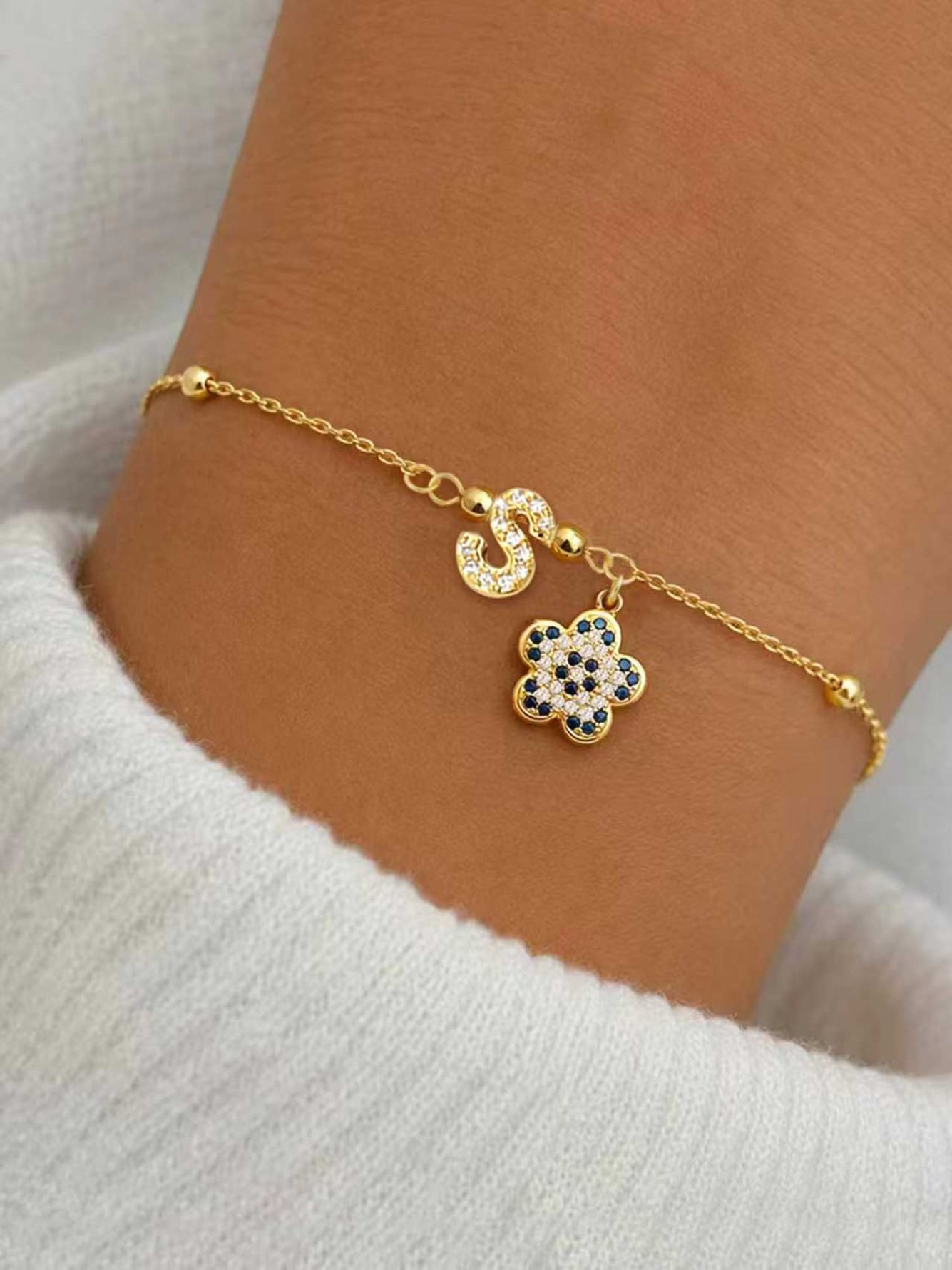 Gold Embroidered Link Bracelet