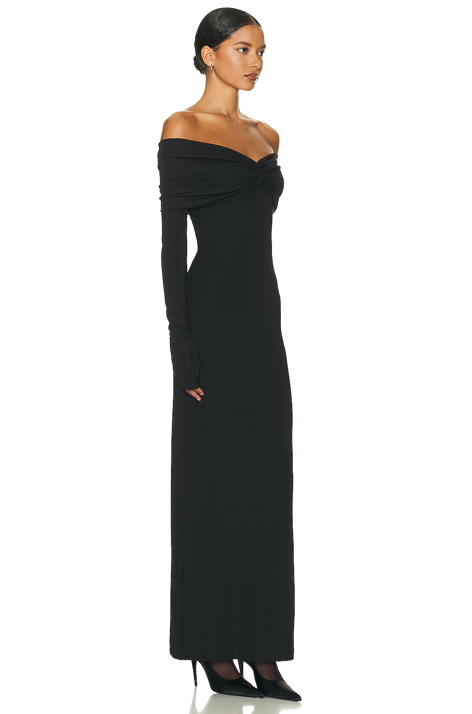 Black Maxi Sheath Dress with Long Sleeves