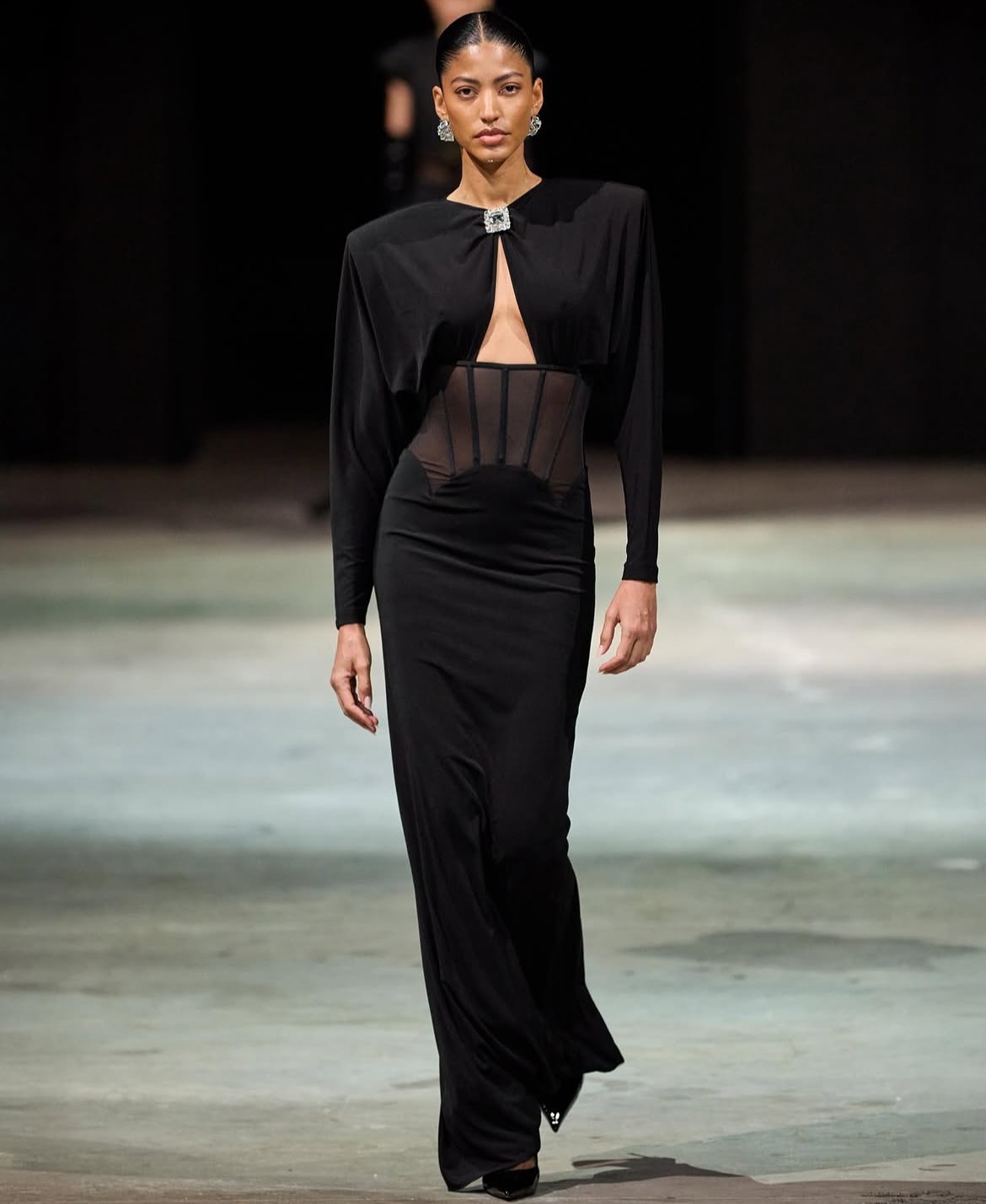 Black Maxi Dress with Long Sleeves