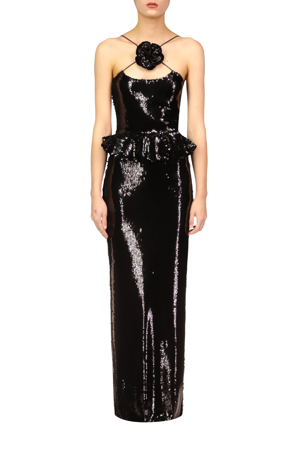 Black Sequin A-Line Sleeveless Dress