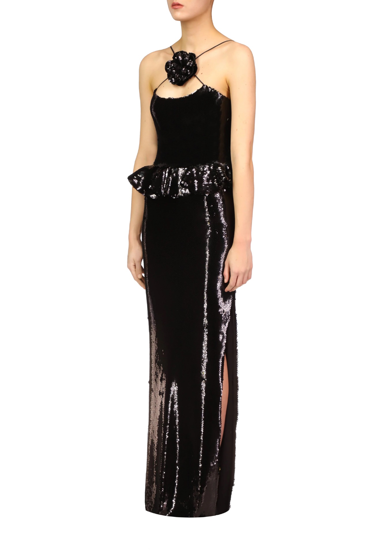Black Sequin A-Line Sleeveless Dress