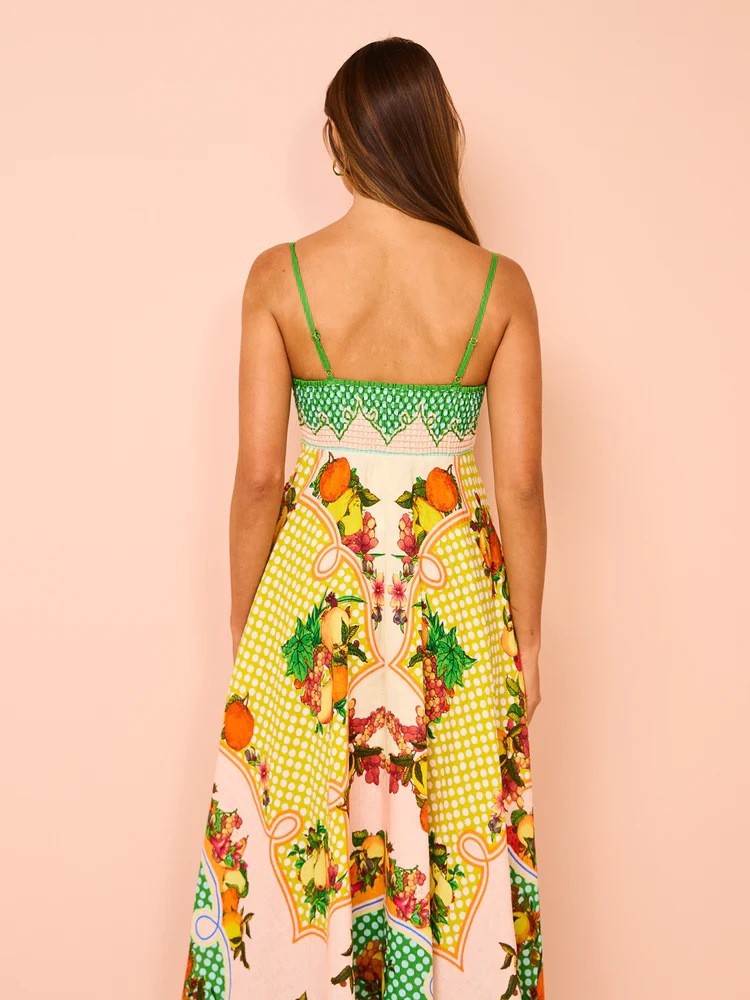 Yellow A-Line Sleeveless Midi Dress