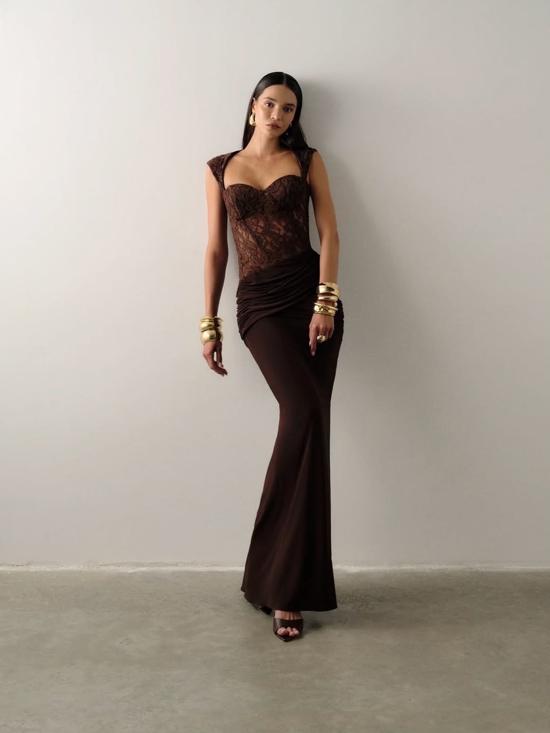 Brown Sleeveless A-Line Dress