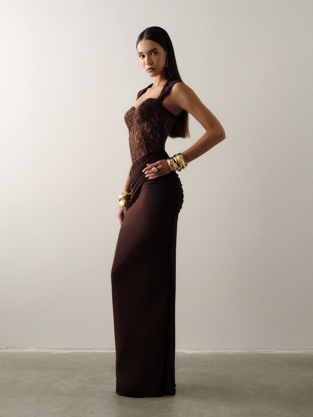 Brown Sleeveless A-Line Dress