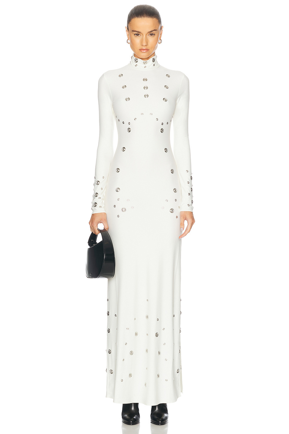 White A-Line Dress with Embellishments